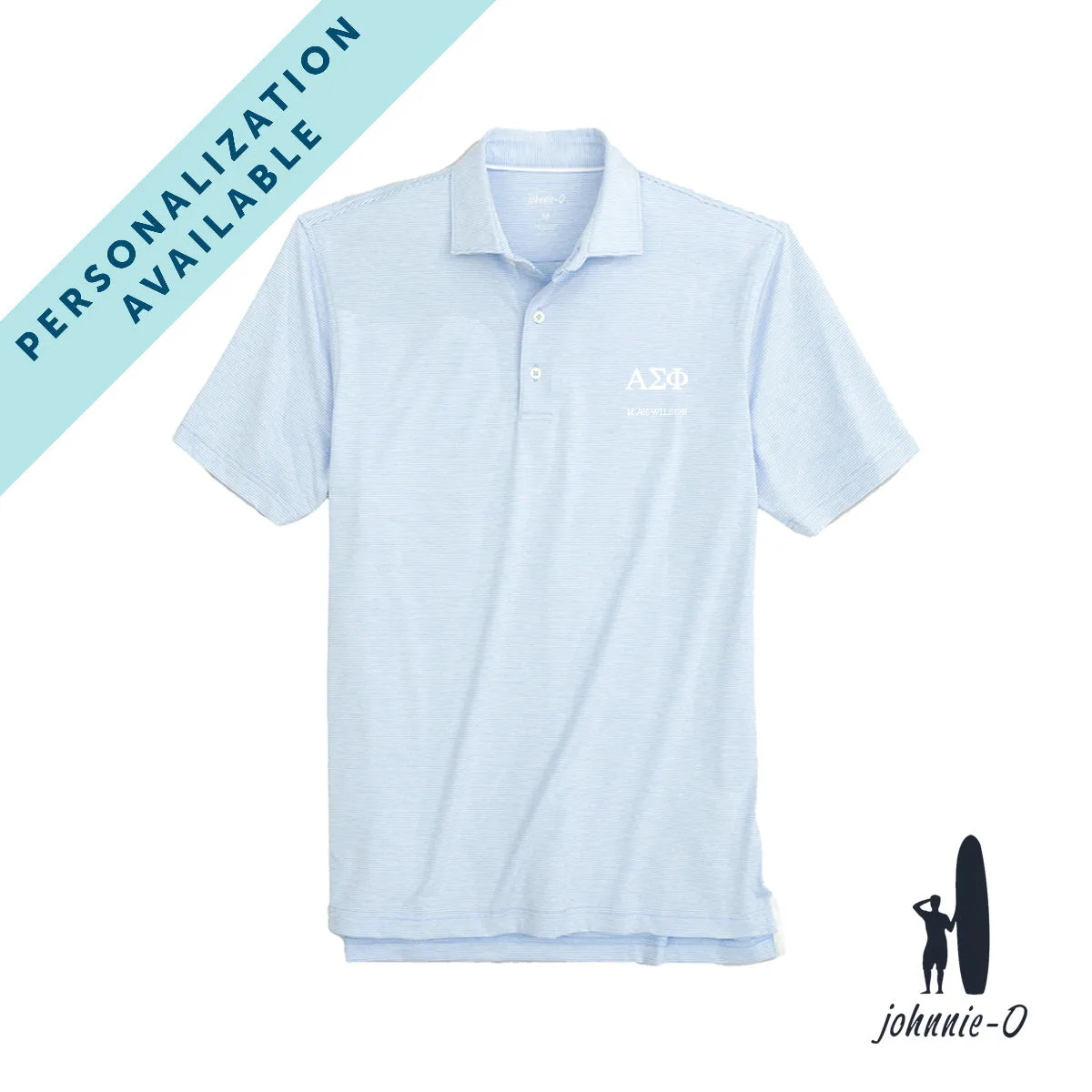 New! Alpha Sig Personalized Johnnie-O Striped Polo