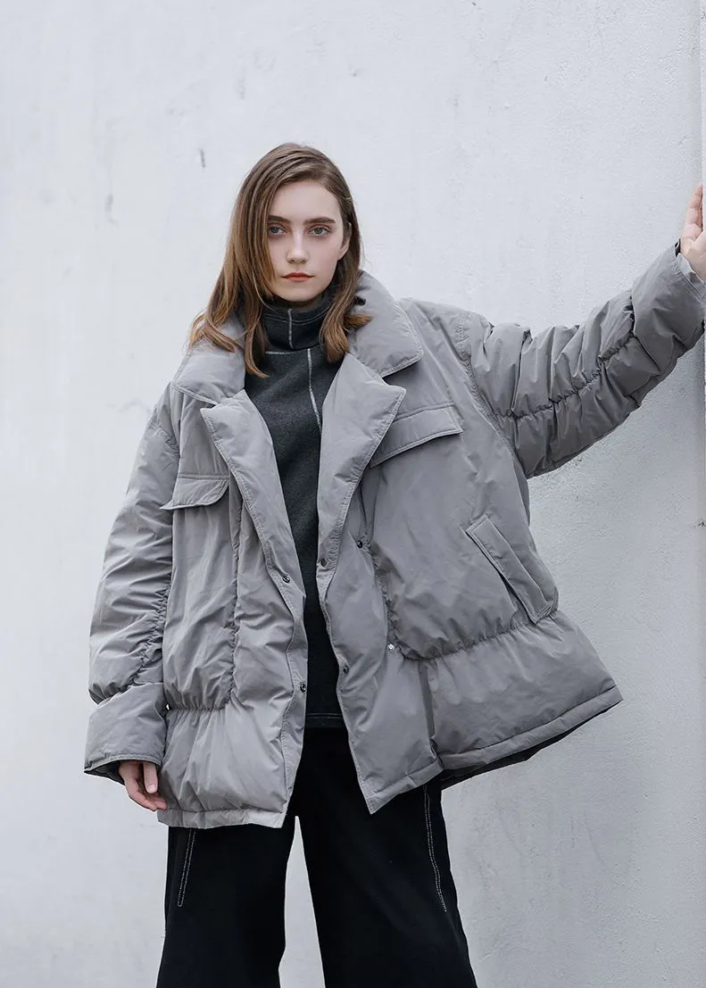 Notched Collar Down Puffer Coat