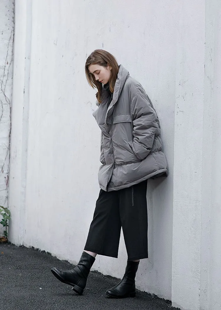 Notched Collar Down Puffer Coat