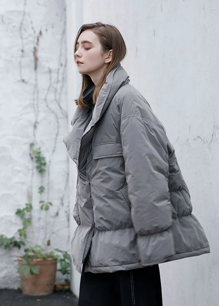 Notched Collar Down Puffer Coat