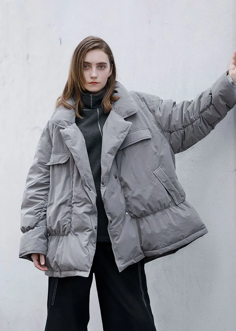 Notched Collar Down Puffer Coat