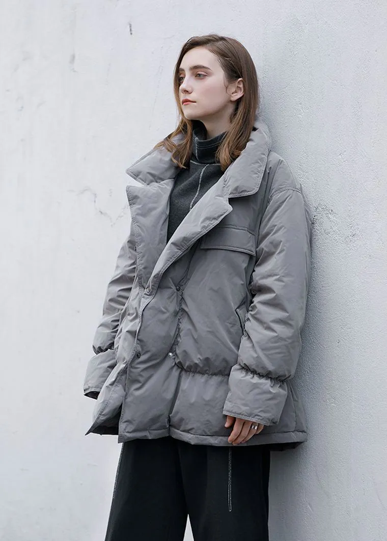 Notched Collar Down Puffer Coat