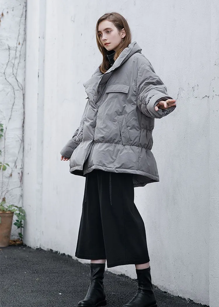 Notched Collar Down Puffer Coat