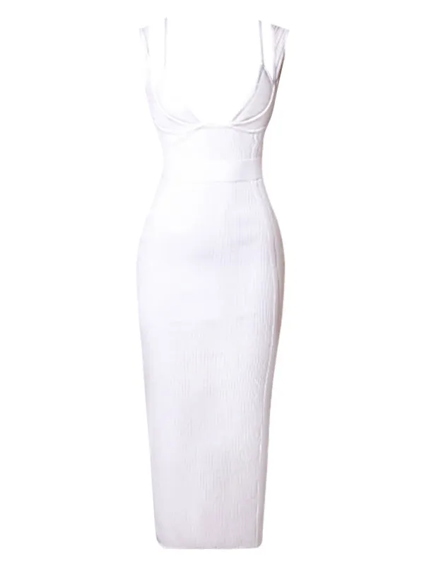 Nvuvu Don't Tell 'Em White Bodycon Midi Dress