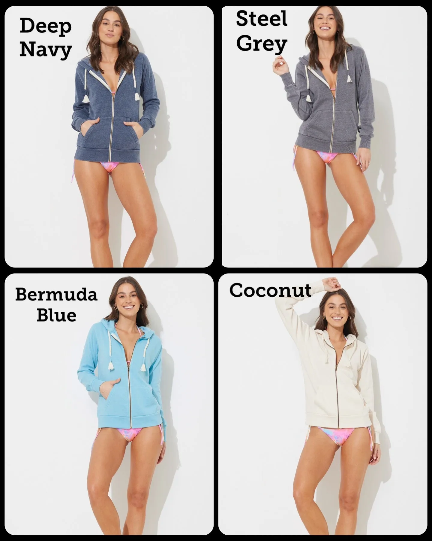 Ocean Drive  New Burnout Zip Up Hoodie - Assorted Colors