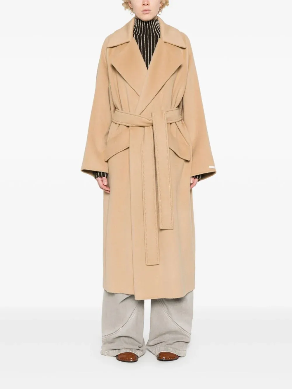 Orense Cashmere Blend Robe Coat in Beige