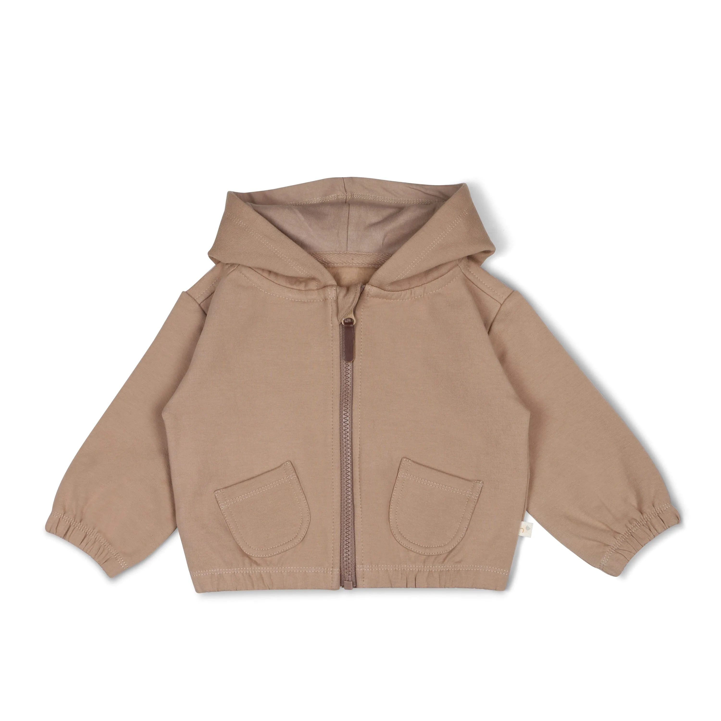 Organic Fleece Hooded Jacket | Taupe