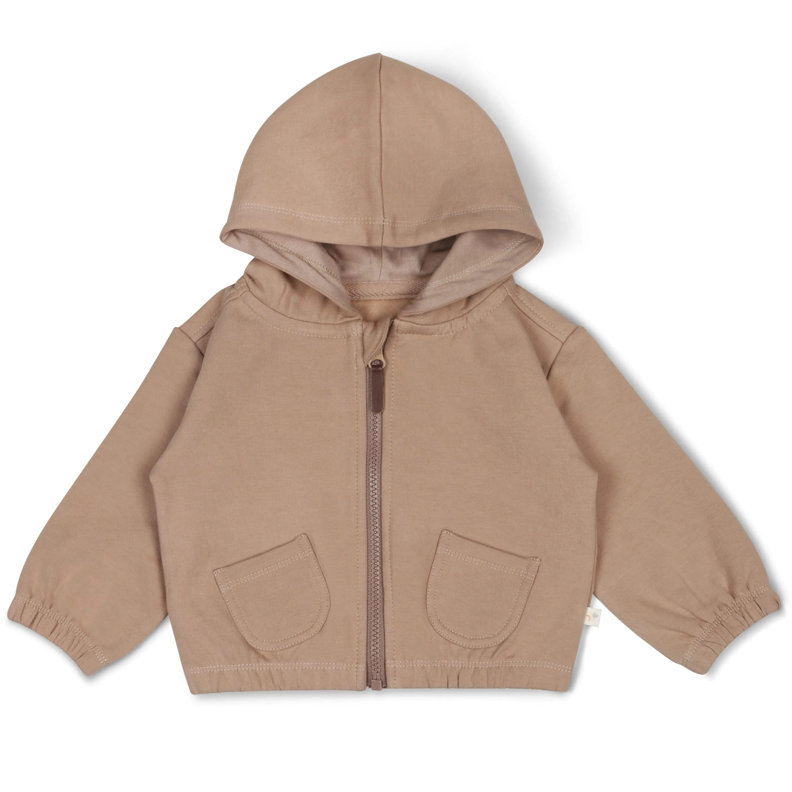 Organic Fleece Hooded Jacket | Taupe