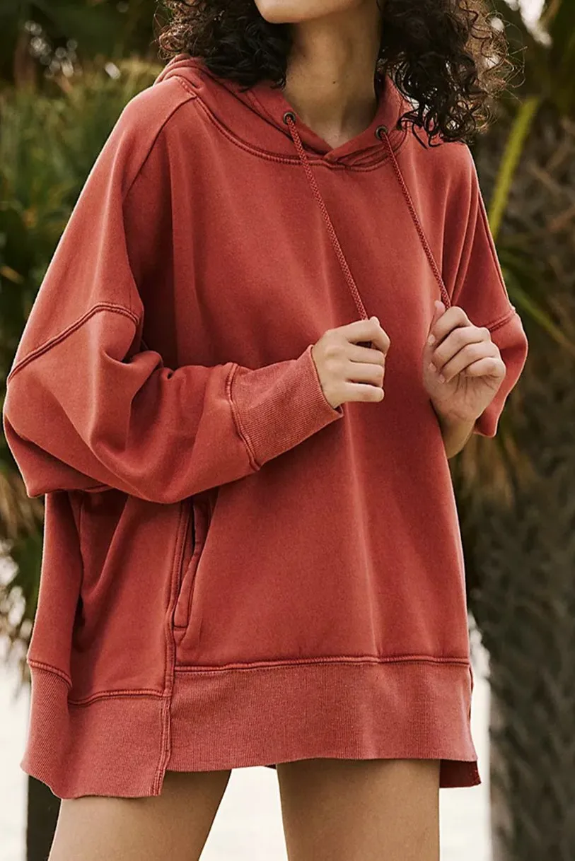 Oversized Drop Shoulder Drawstring Hoodie