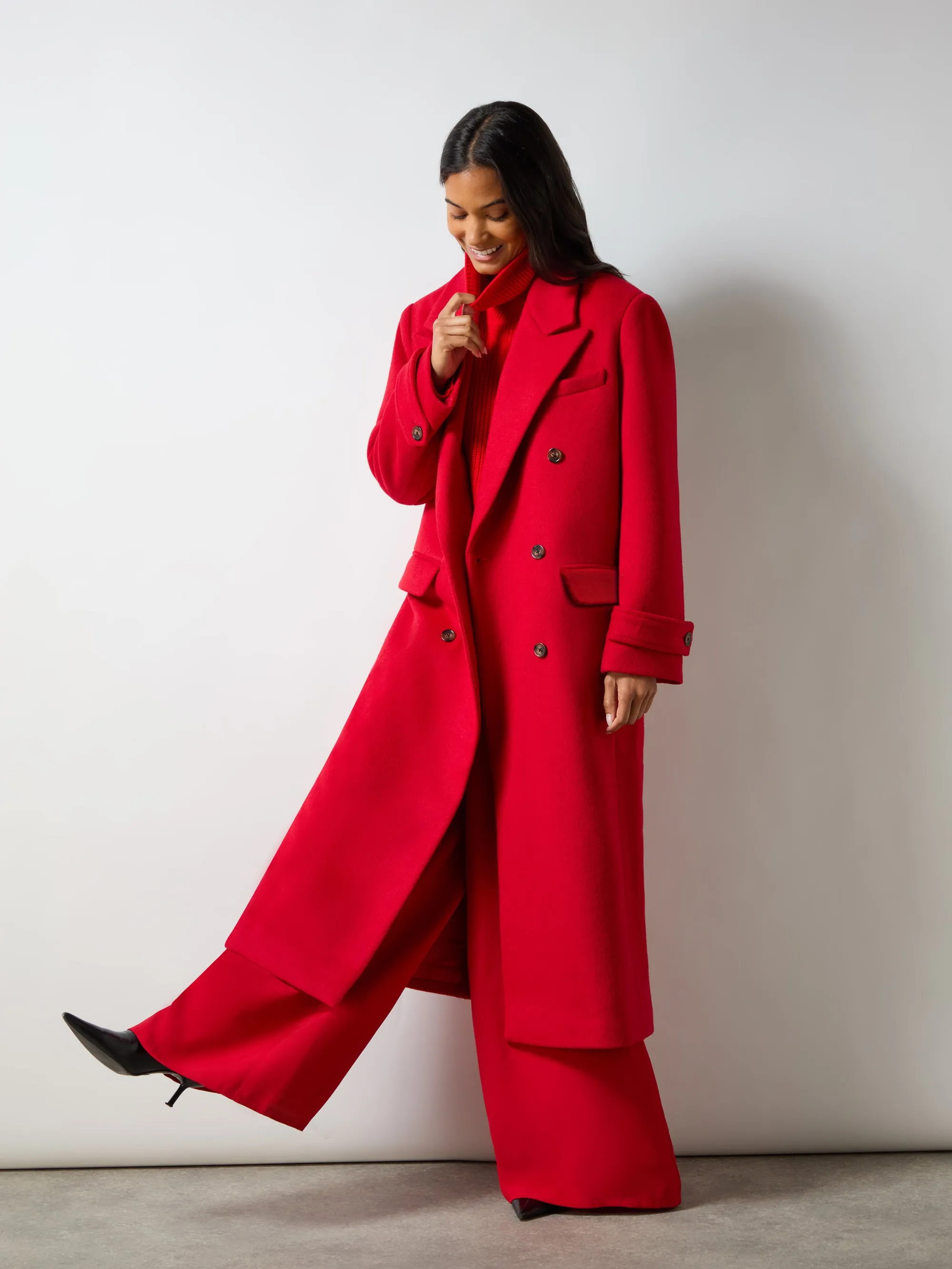 Oversized Red Wool Blend Coat