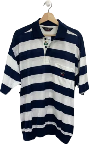 Paul & Shark Navy/White Striped Polo Shirt UK L