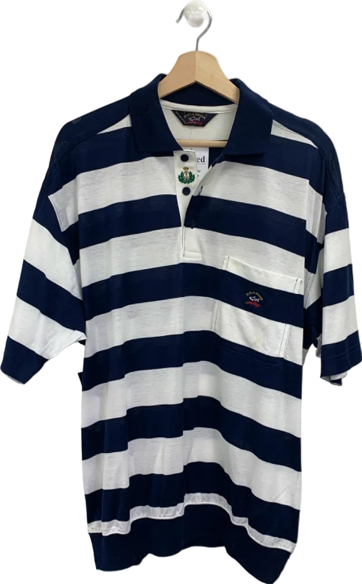 Paul & Shark Navy/White Striped Polo Shirt UK L