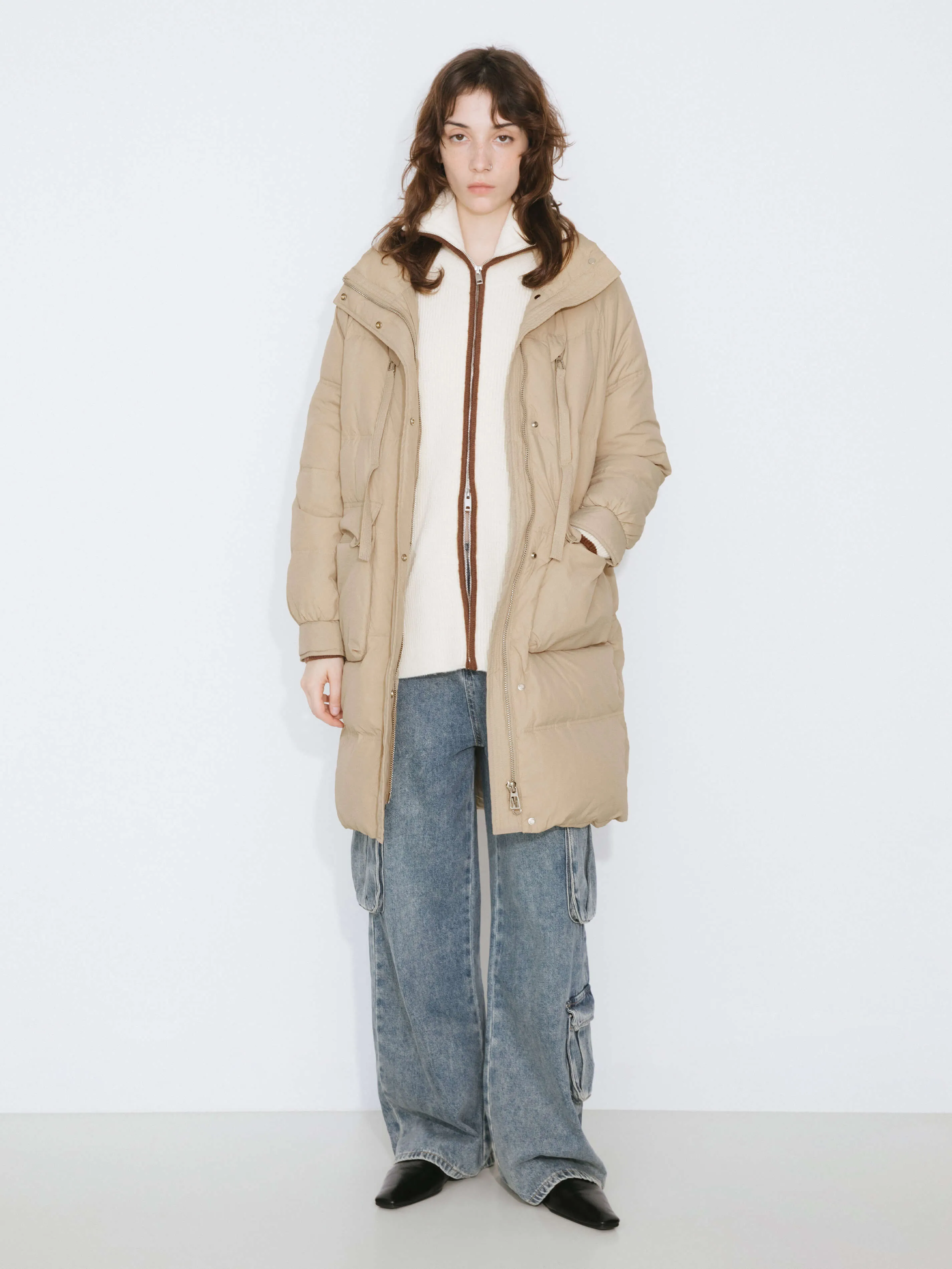 Raglan Long Puffer Down Coat