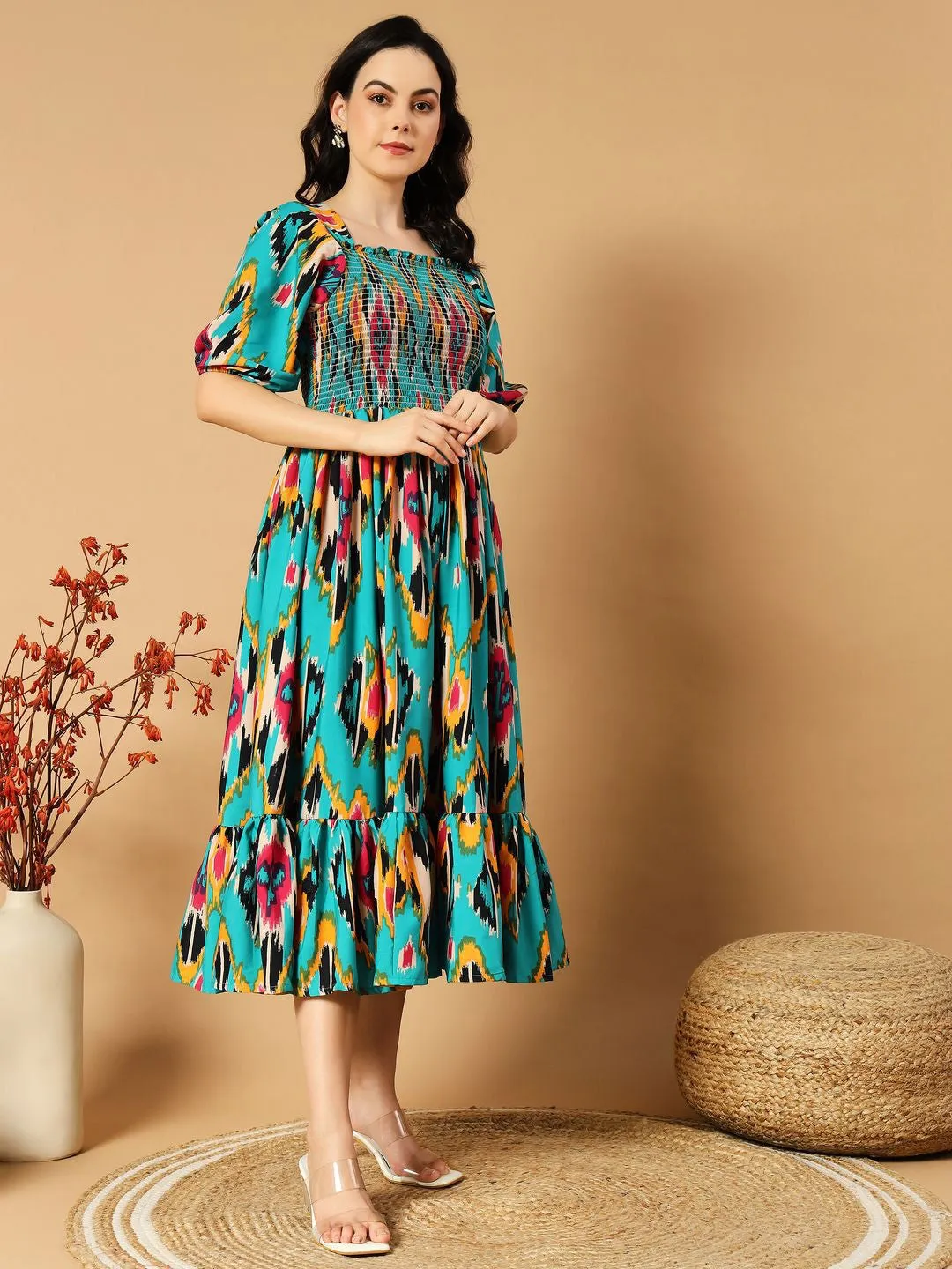 Rama Printed A-line Midi Dress