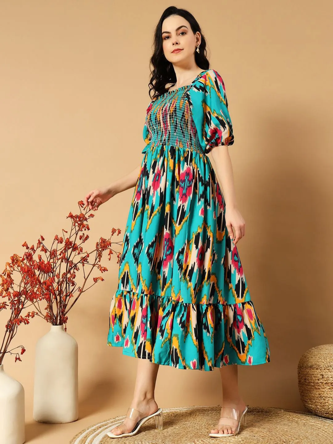 Rama Printed A-line Midi Dress