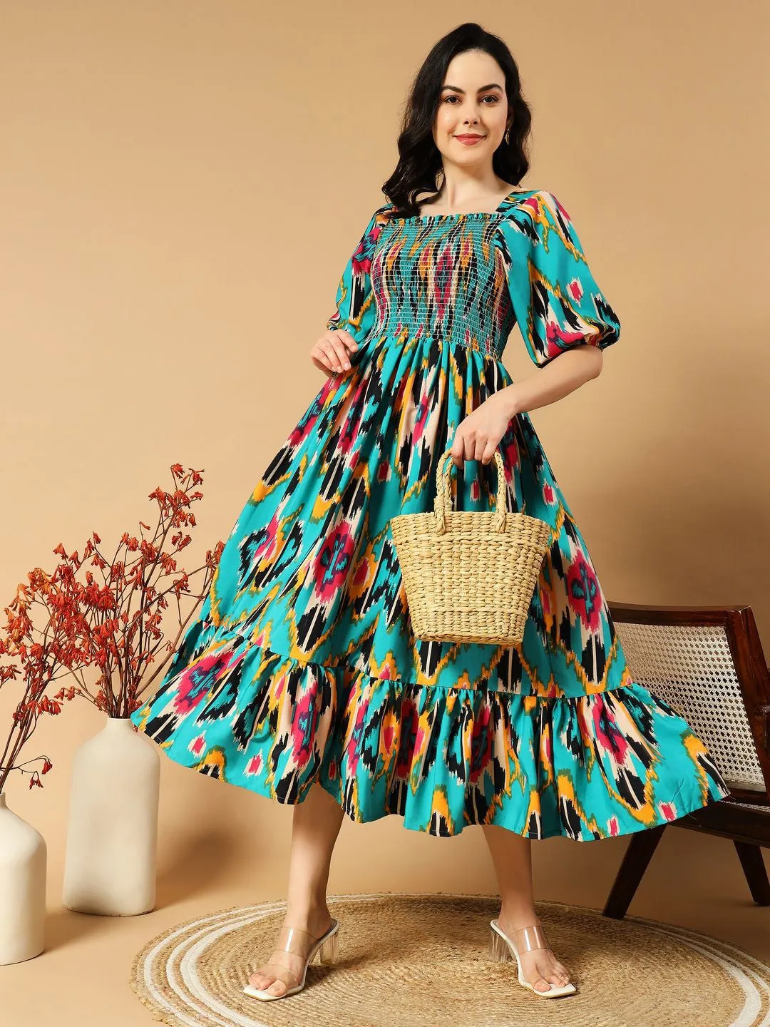 Rama Printed A-line Midi Dress