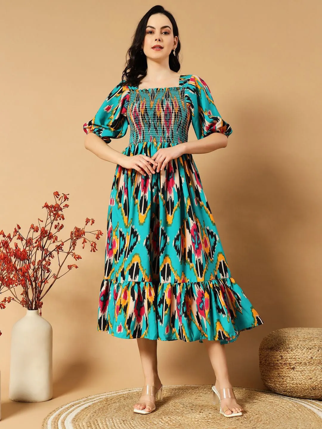 Rama Printed A-line Midi Dress