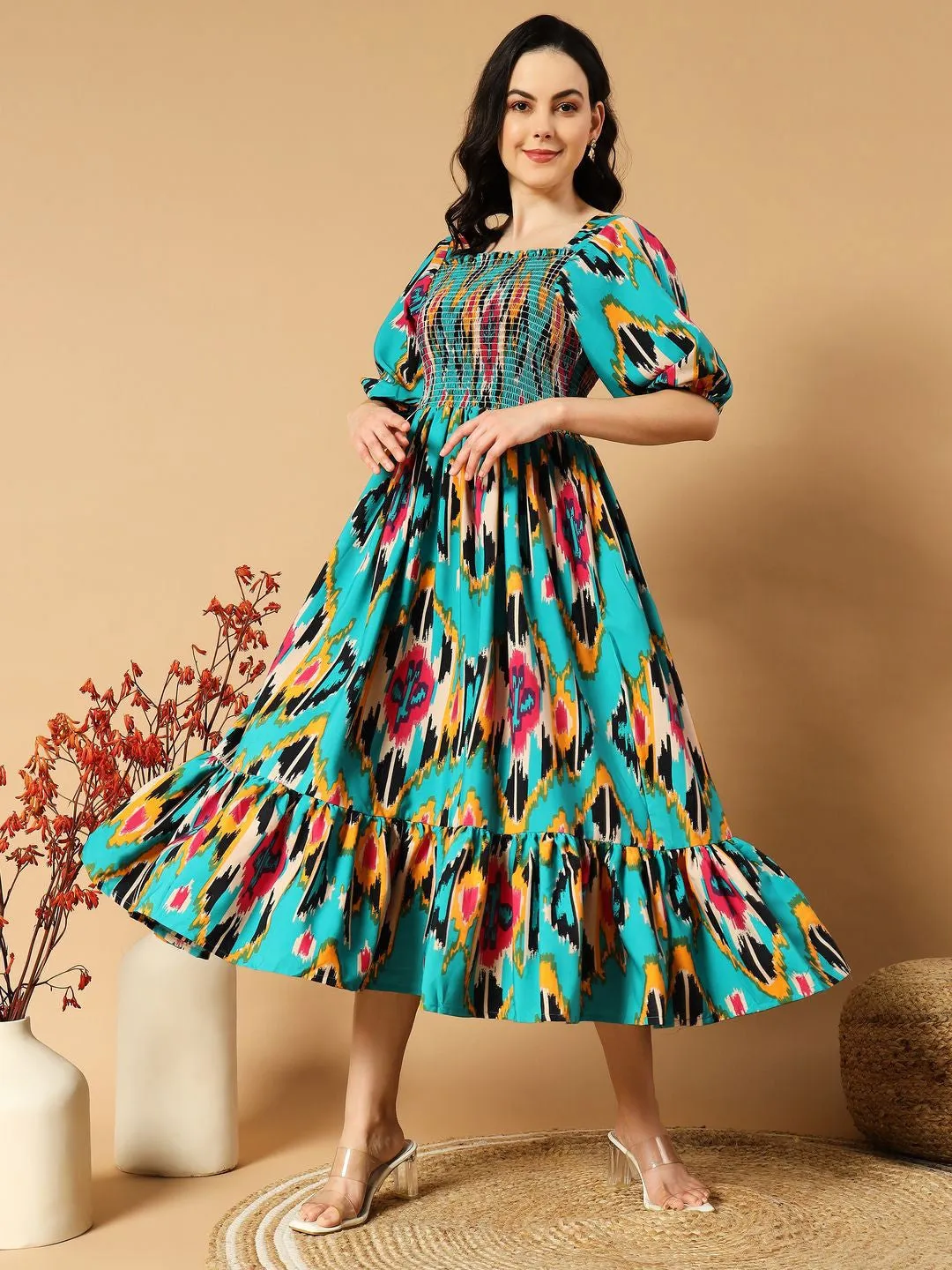 Rama Printed A-line Midi Dress