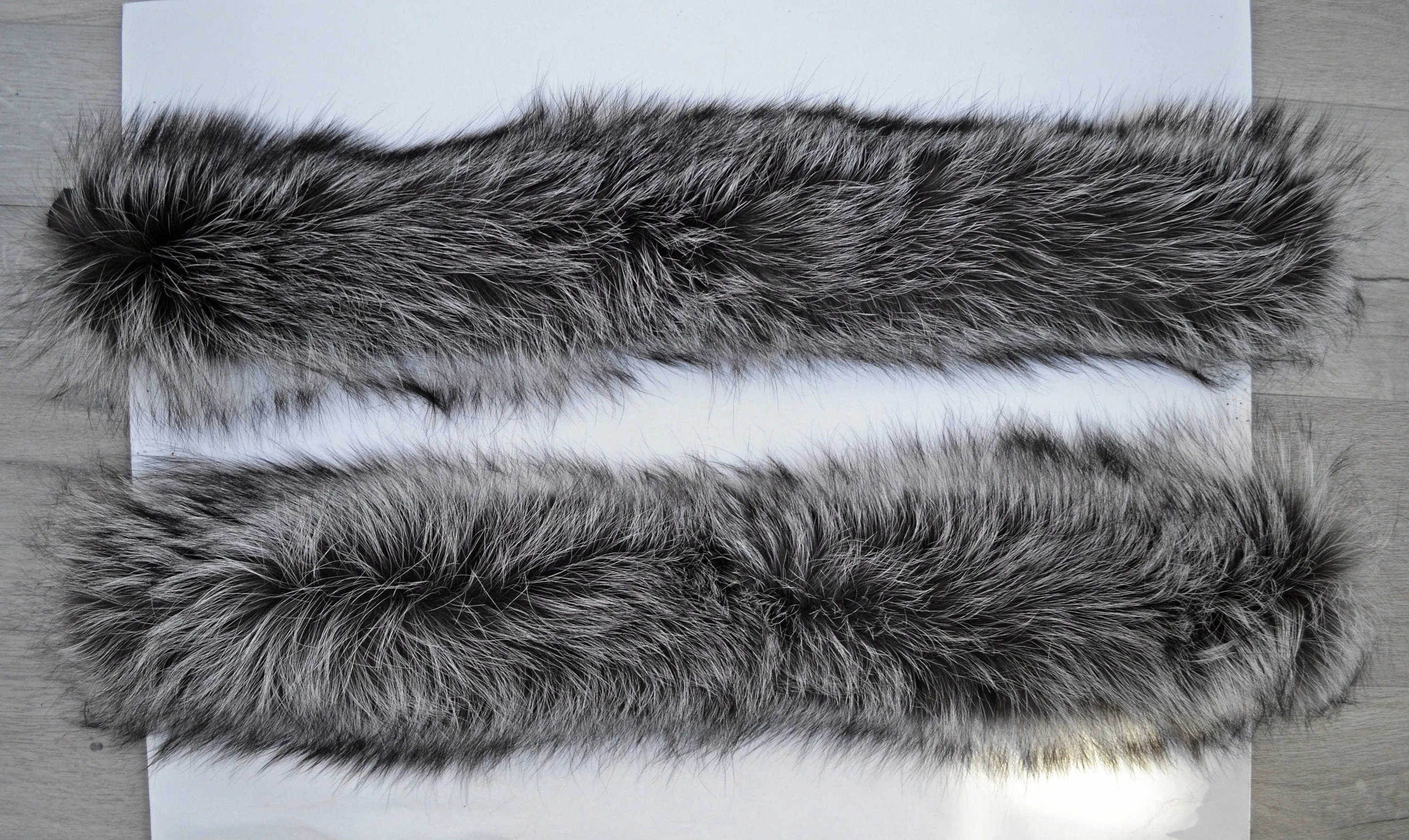 READY to SHIP, XL Real Silver Fox Fur Trim Hood, Large Fur collar trim, Fox Fur Collar, Fur Scarf, Fur Ruff, Fox Fur Hood, Fox Fur, Stripes