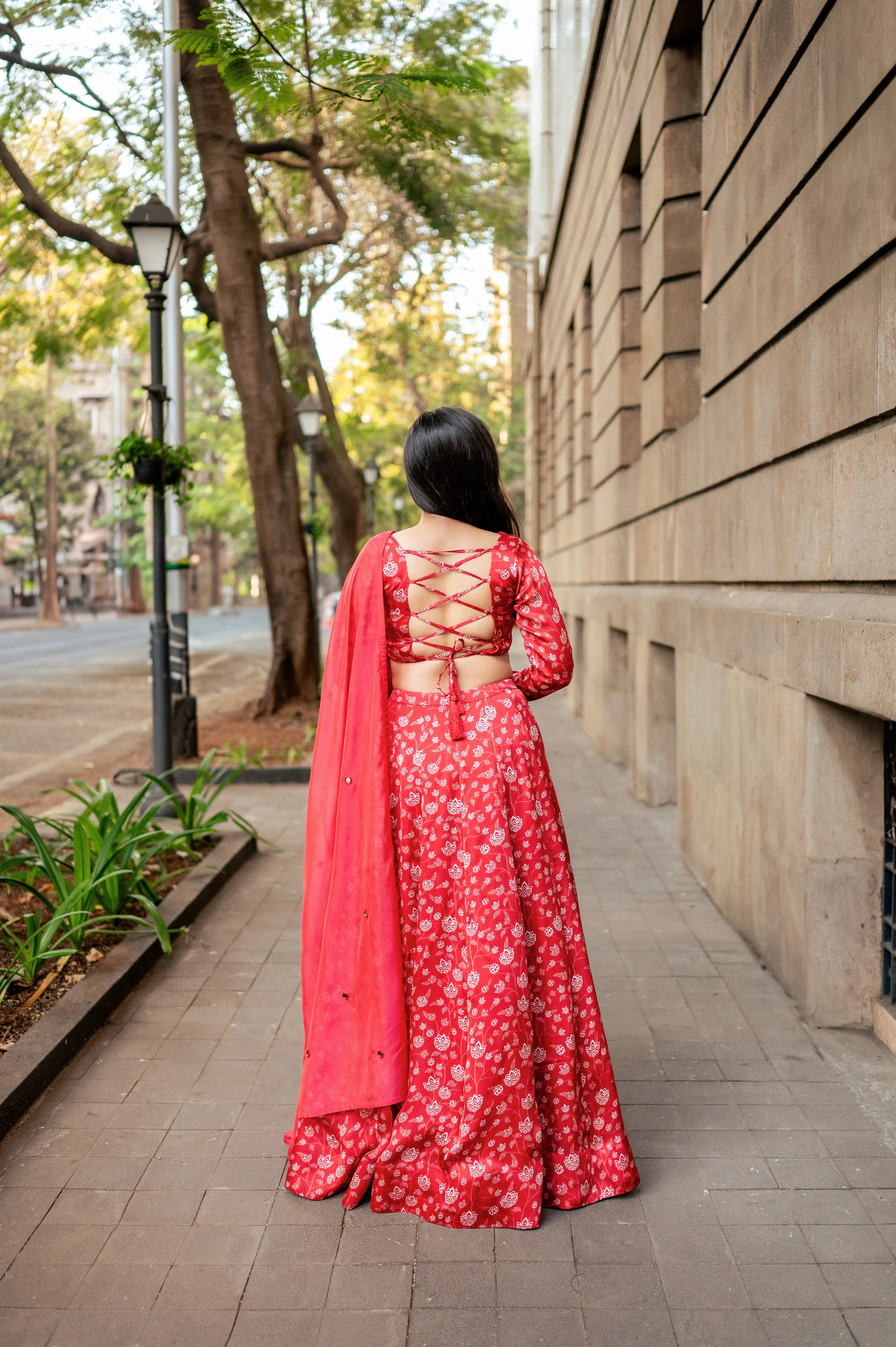 Red Floral Lehenga