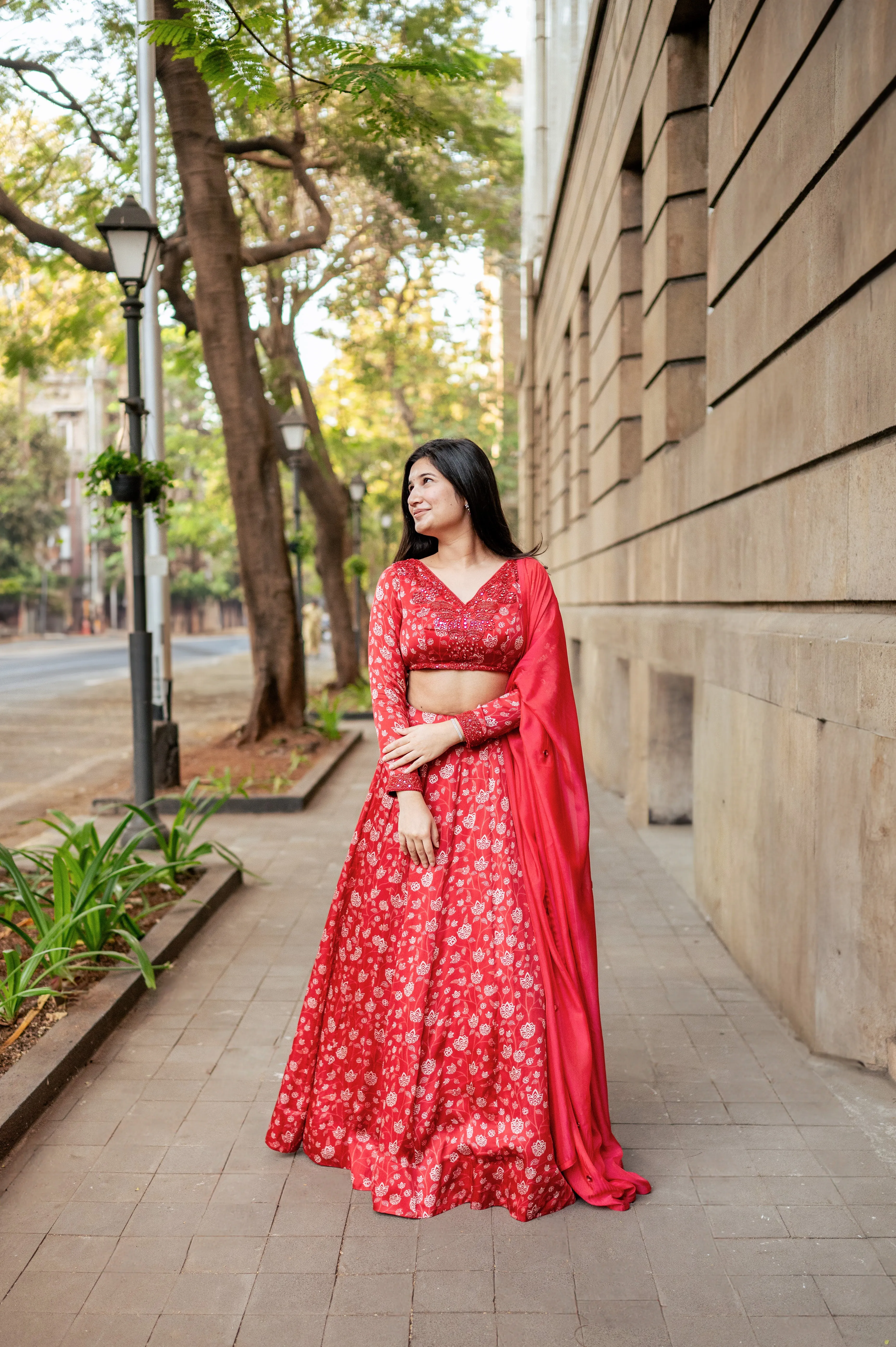 Red Floral Lehenga