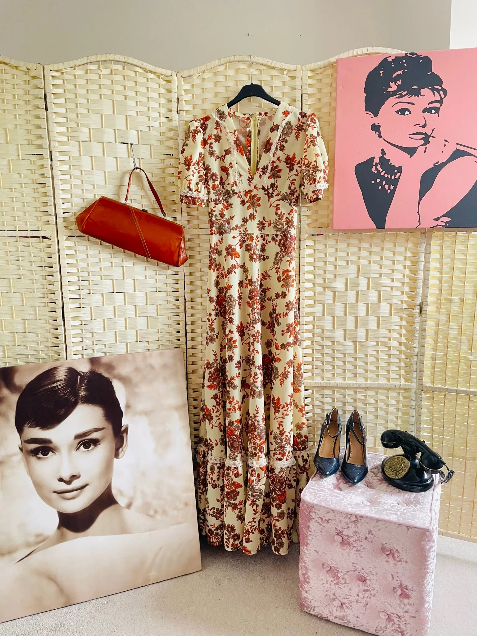 RENT Vintage 1970's Floral Maxi Dress