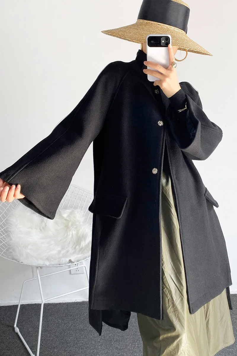 Retro cape loose woolen coat - Milia