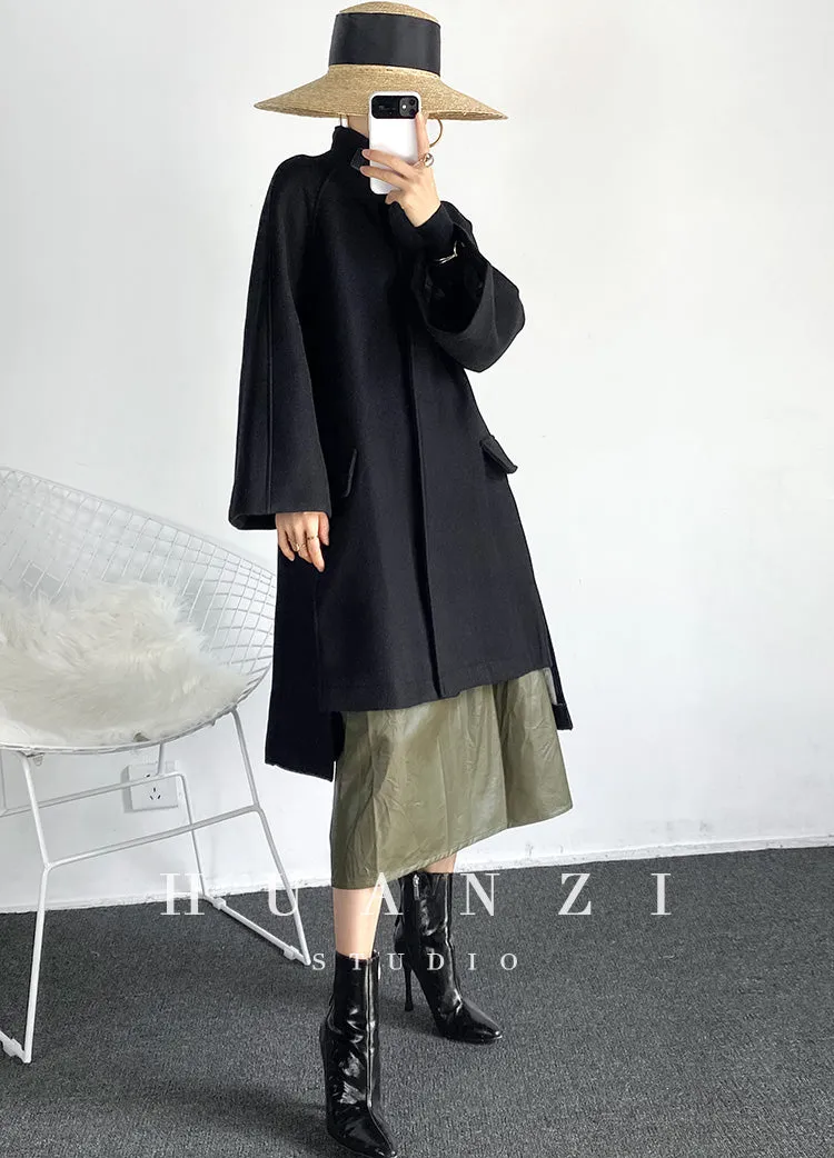 Retro cape loose woolen coat - Milia