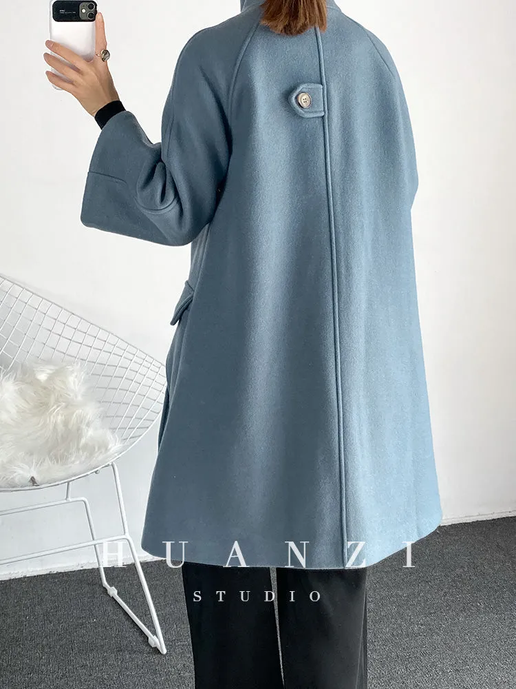 Retro cape loose woolen coat - Milia