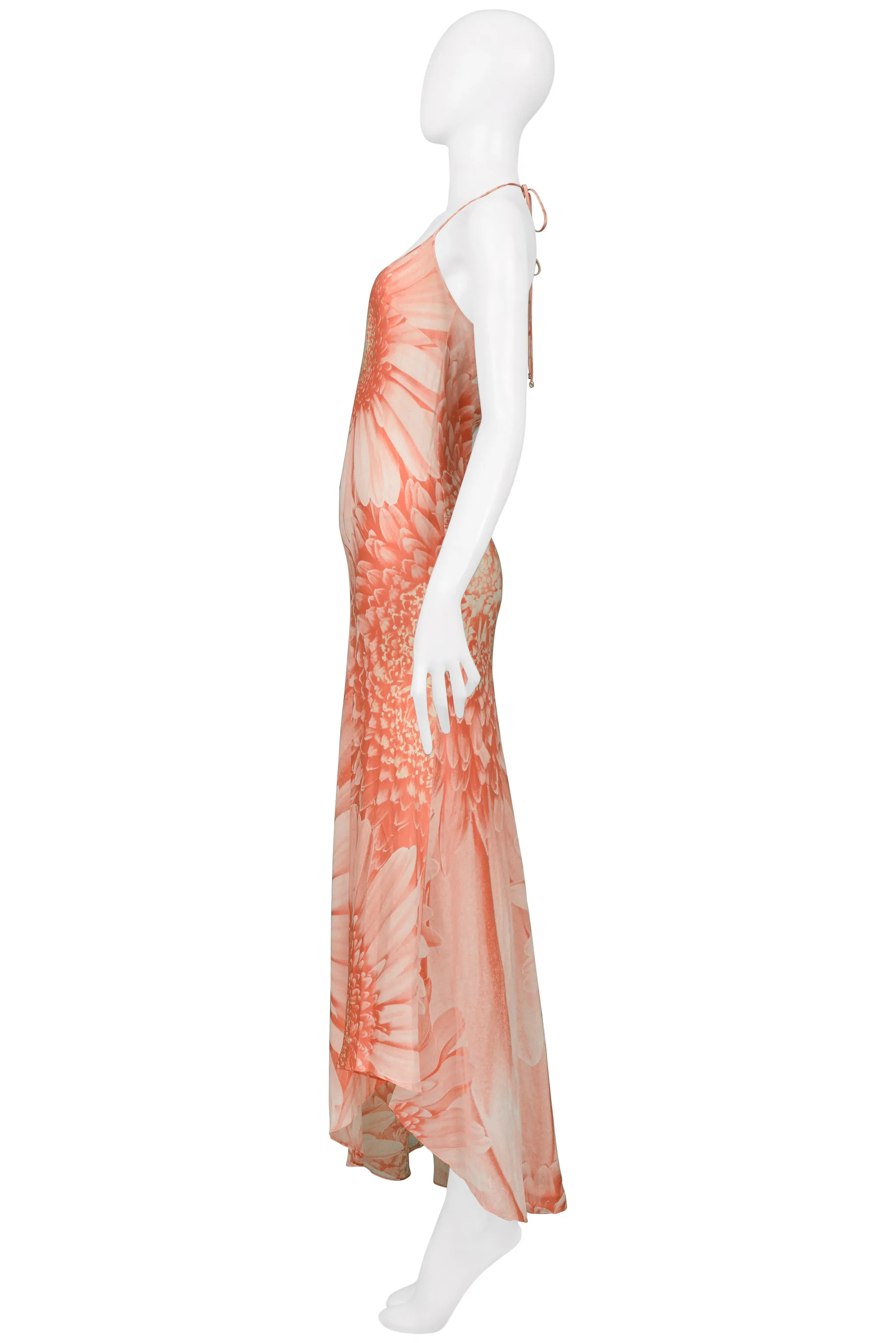 ROBERTO CAVALLI PINK DAISY MAXI SLIP DRESS