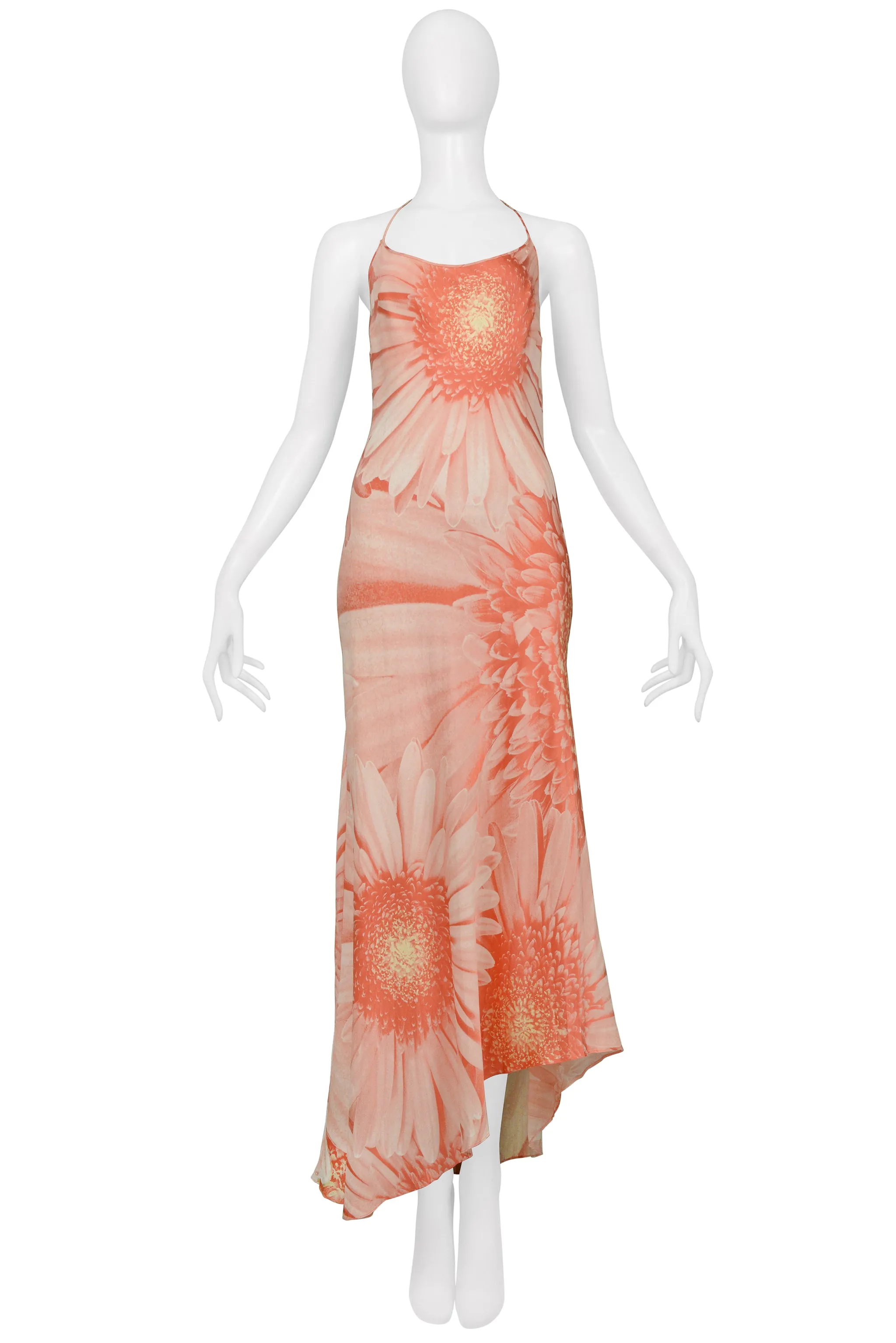 ROBERTO CAVALLI PINK DAISY MAXI SLIP DRESS