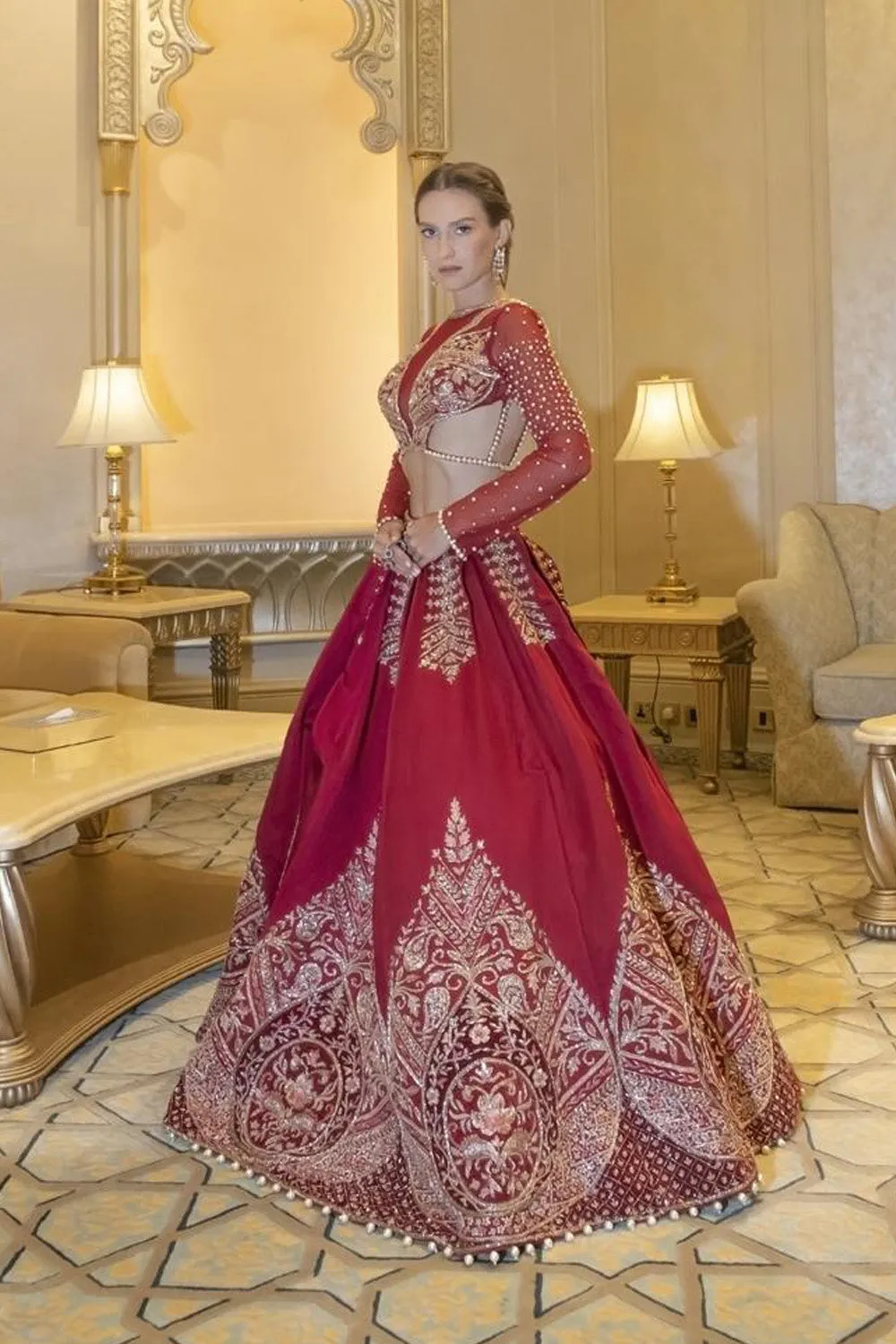 Rubeus Red Lehenga Set