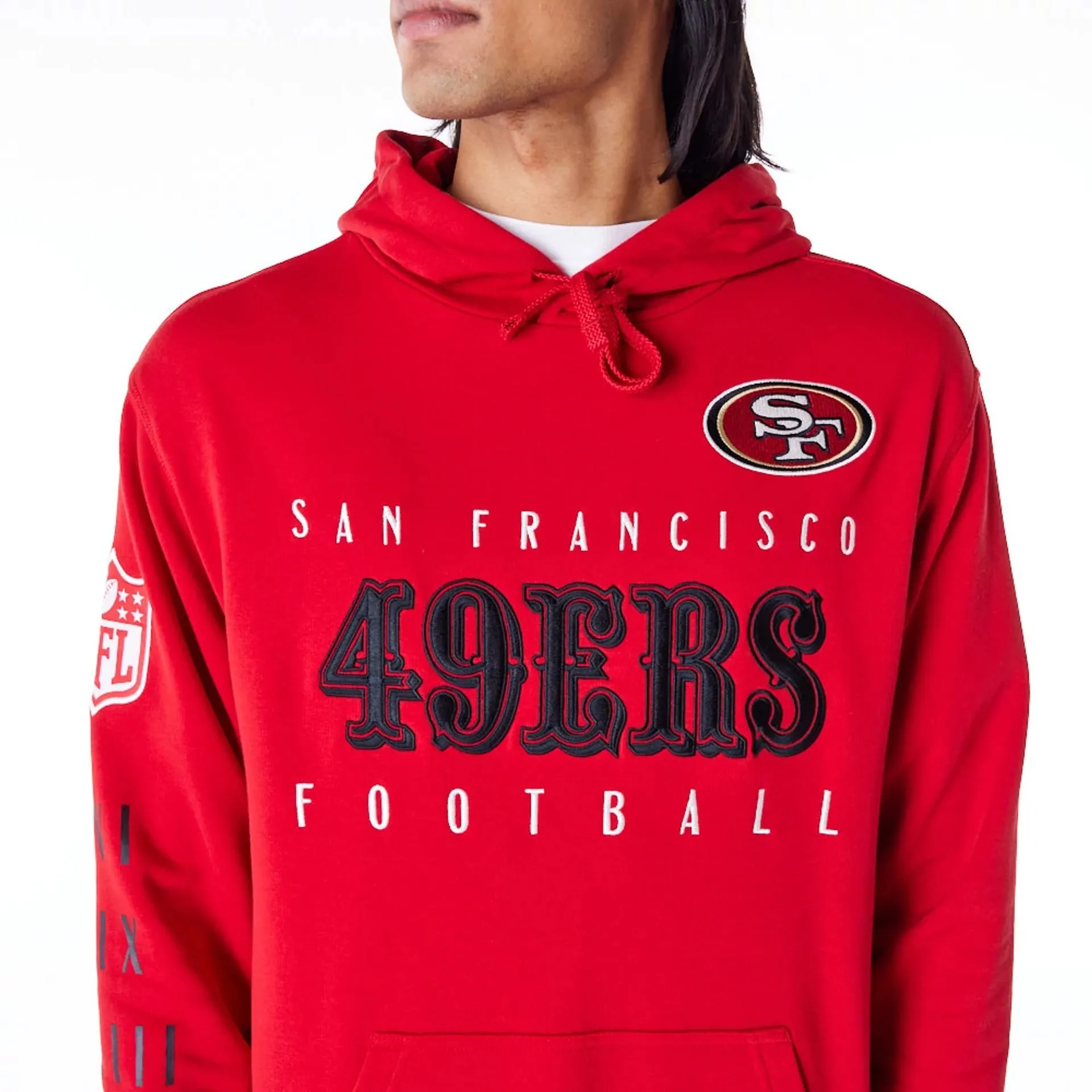 San Francisco 49ers NFL Patch Red Oversized Pullover Hoodie