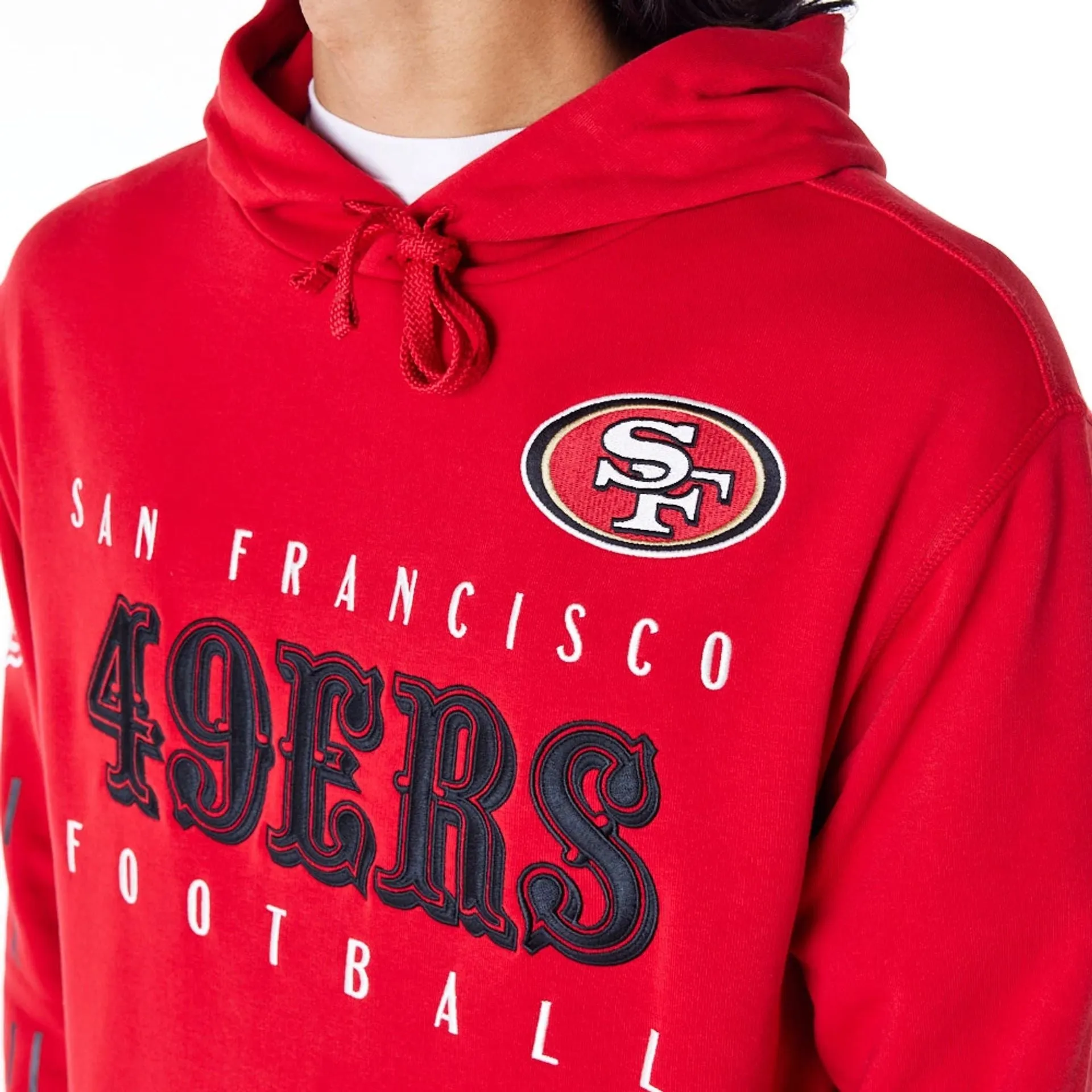 San Francisco 49ers NFL Patch Red Oversized Pullover Hoodie