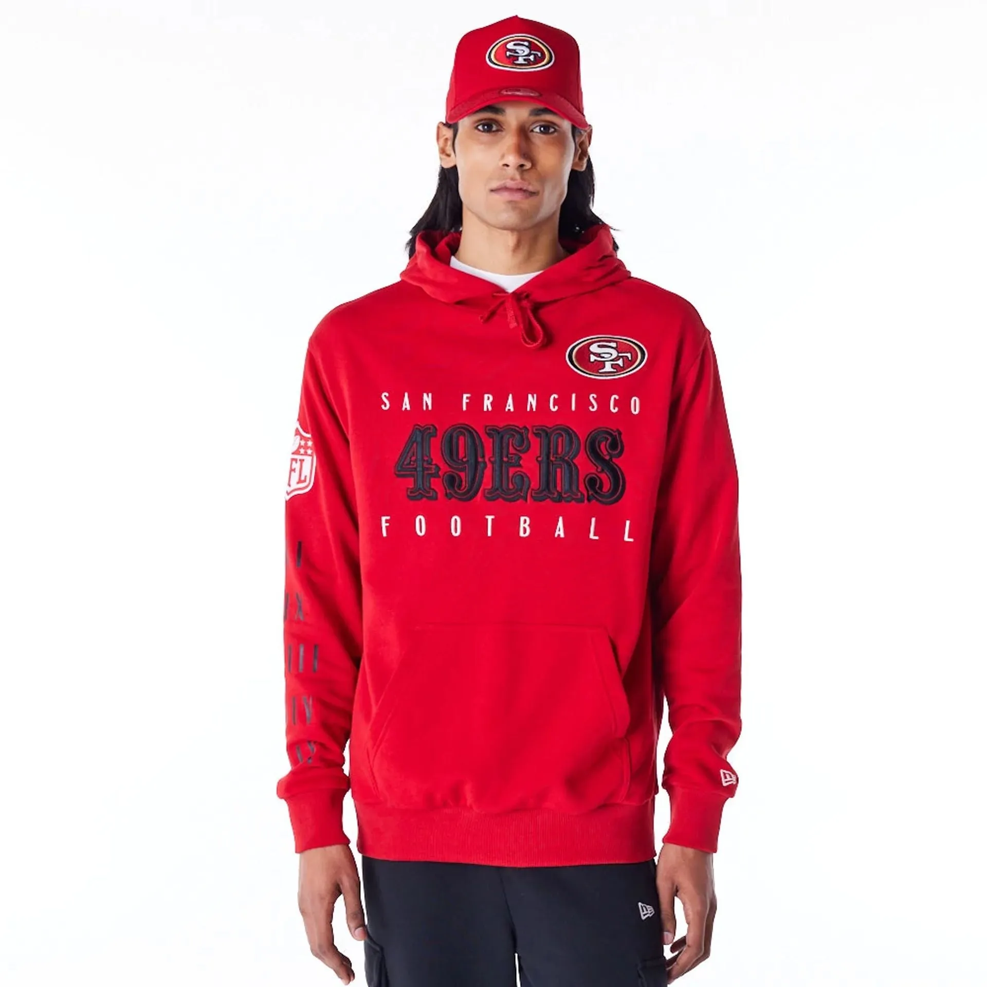 San Francisco 49ers NFL Patch Red Oversized Pullover Hoodie