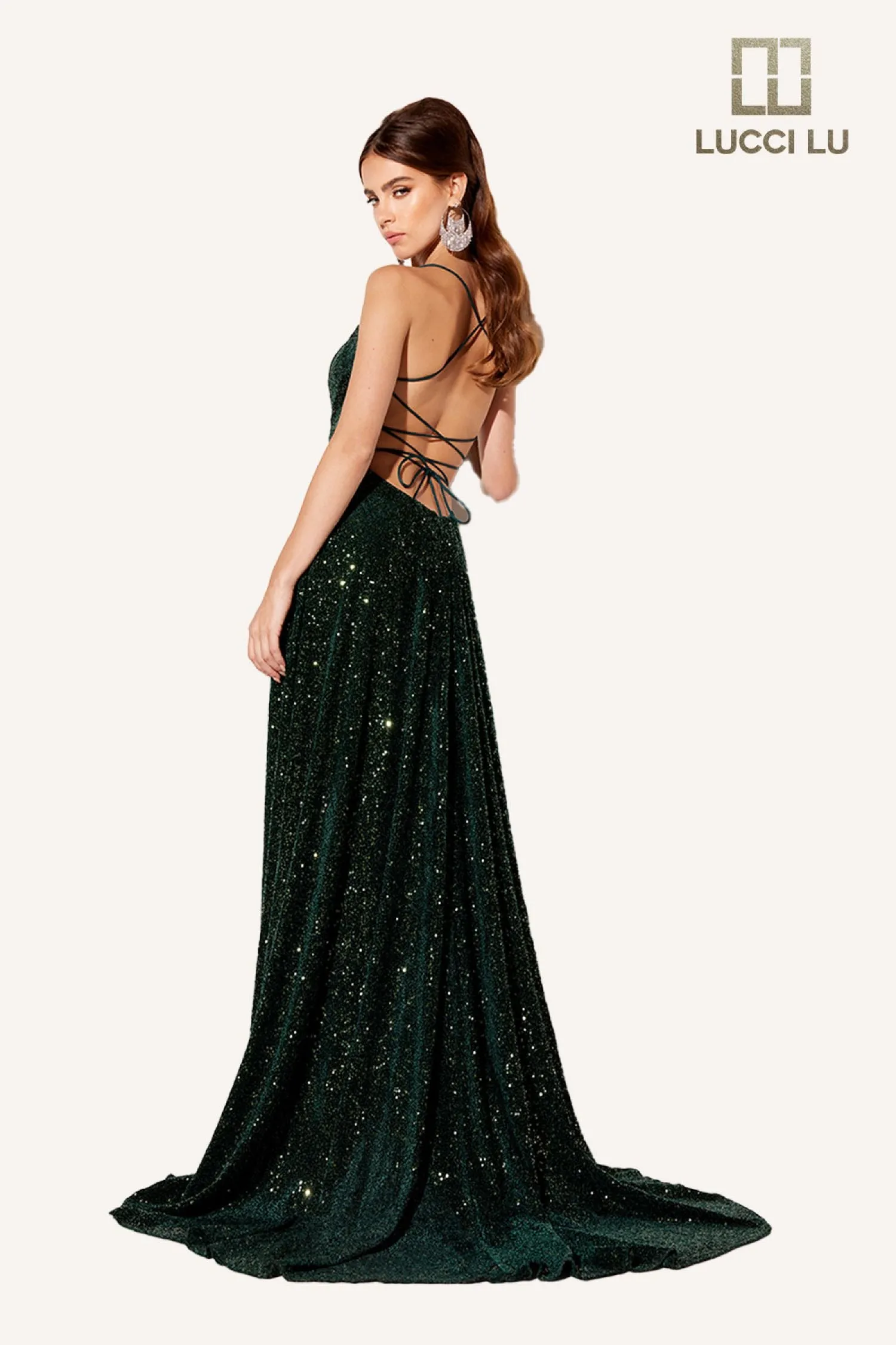 Sequin Velvet Sleeveless A-line Gown by Lucci Lu 1249