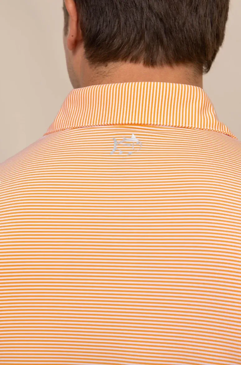 Southern Tide brrr°-eeze Meadowbrook Stripe Polo Orange