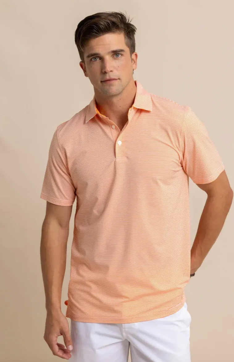 Southern Tide brrr°-eeze Meadowbrook Stripe Polo Orange