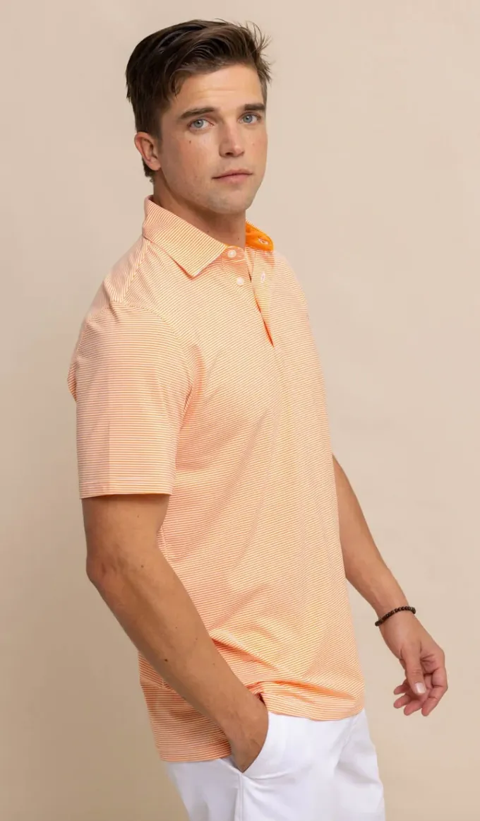 Southern Tide brrr°-eeze Meadowbrook Stripe Polo Orange