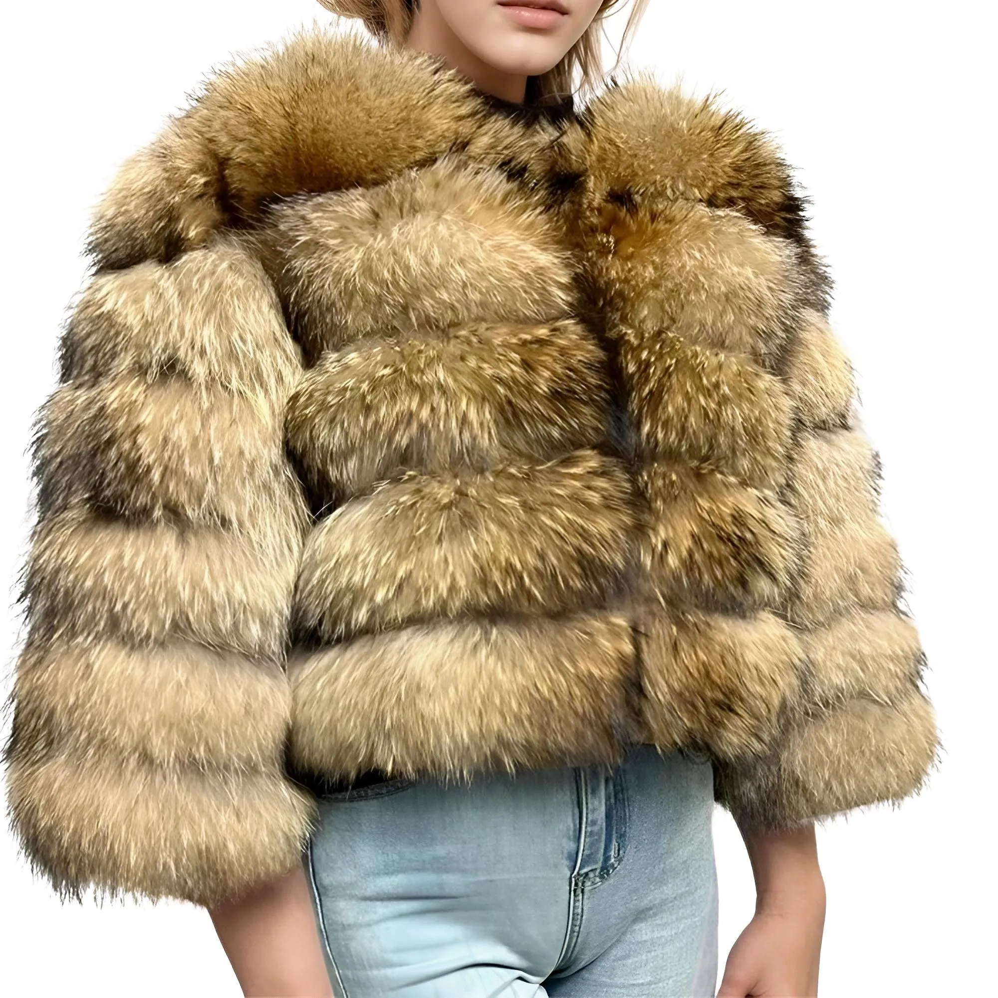 Super Hot Winter Luxury Women's Thick Real Fur Coat Natural Fox Fur Jacket Plus Size Jackets Female