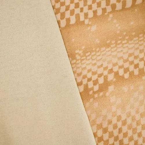 Tan/Beige Wool Blend Abstract Check Printed Double Knit Fabric