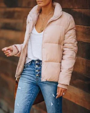 TastyHottie - Sugar Bowl Pocketed Puffer Jacket - Blush