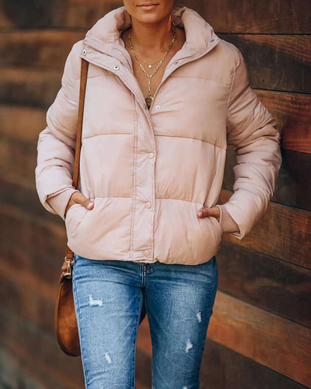 TastyHottie - Sugar Bowl Pocketed Puffer Jacket - Blush