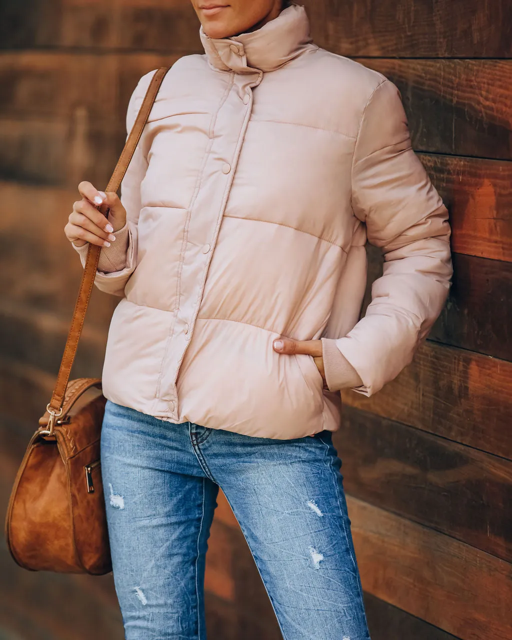 TastyHottie - Sugar Bowl Pocketed Puffer Jacket - Blush