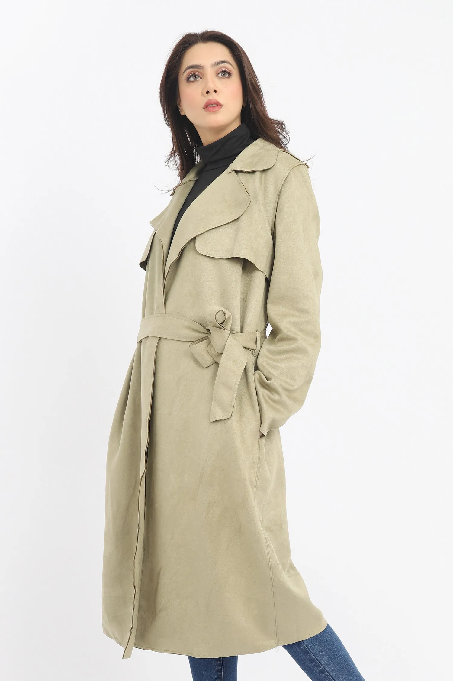 TRENCH COAT-ARMY-GREEN