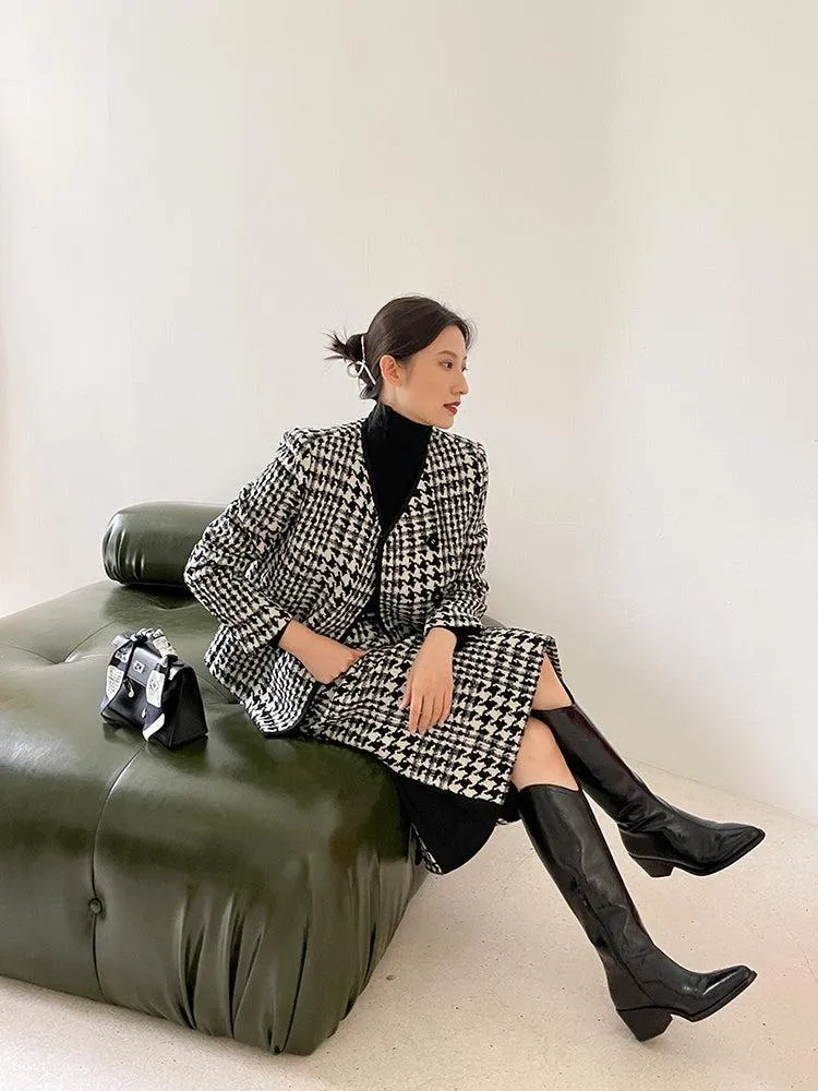 Tweed Cardigan Coat Skirt Set