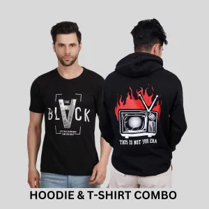 ULTIMATE COMBO - This Is Not Your Era Black Hoodie   The Black Tees By Demonwear (DW004)