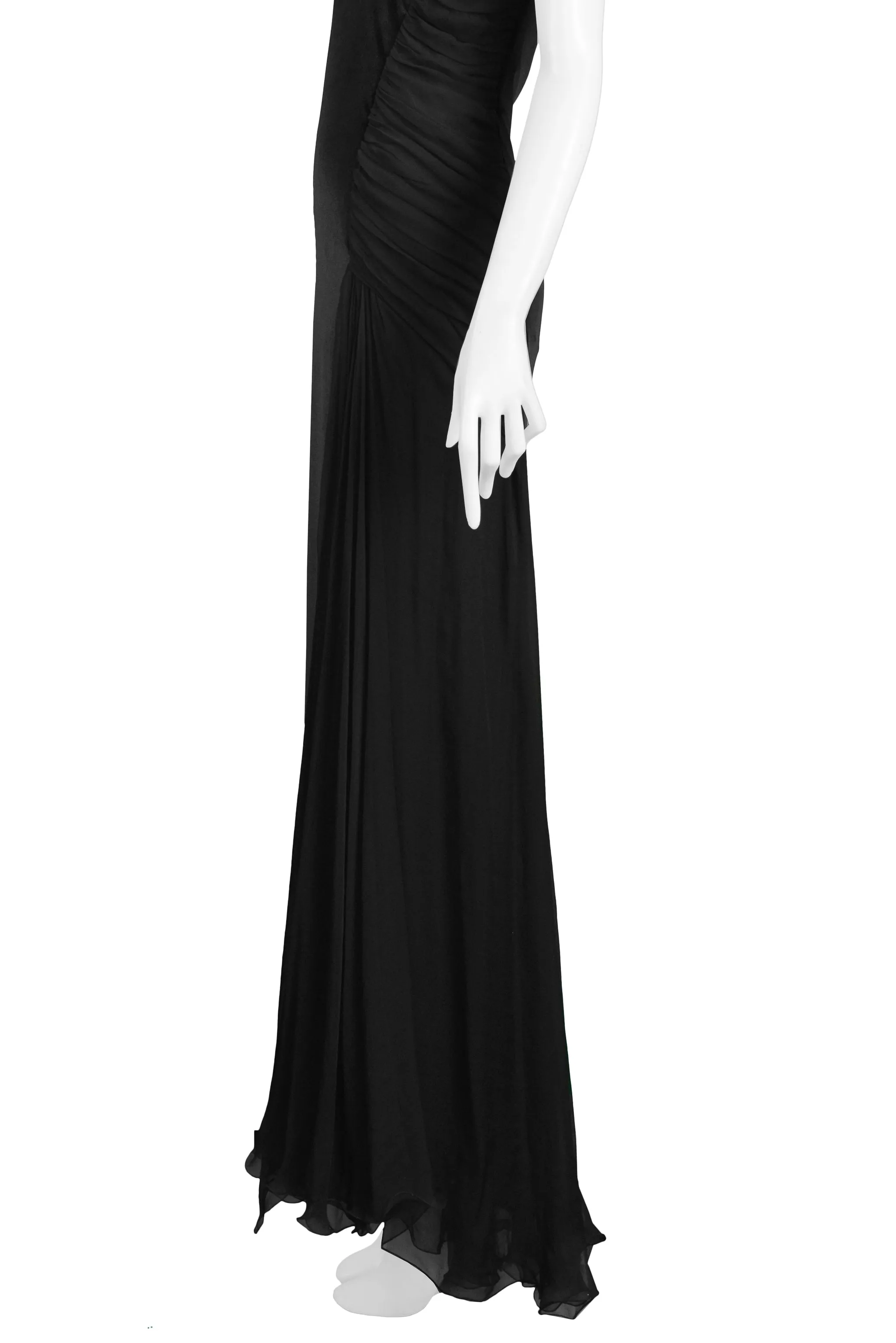 VERSACE COUTURE BLACK VELVET SHEER GOWN 1995