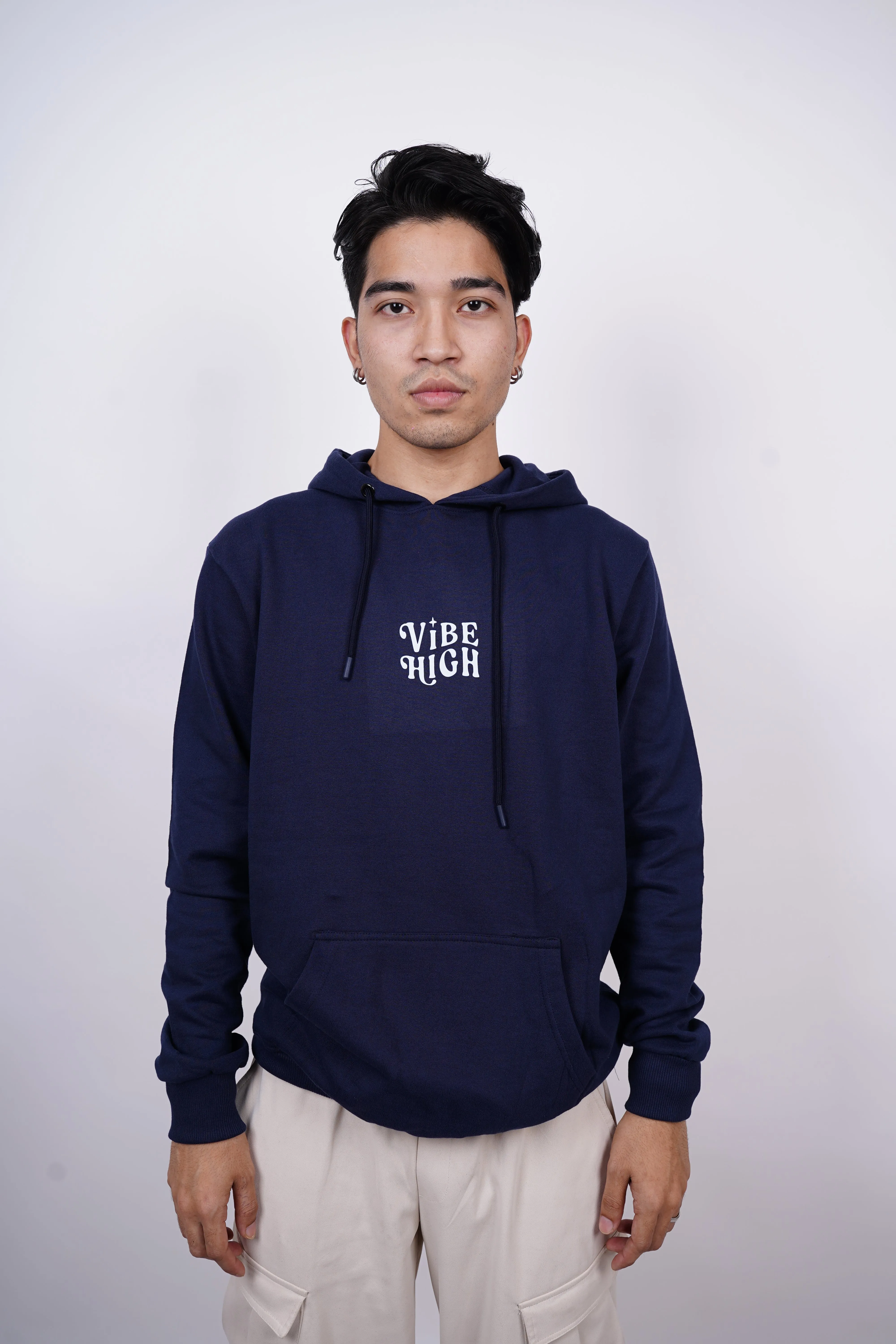 Vibe High Relaxed fit Dark Haven blue Hoodie for Men By DemonWear