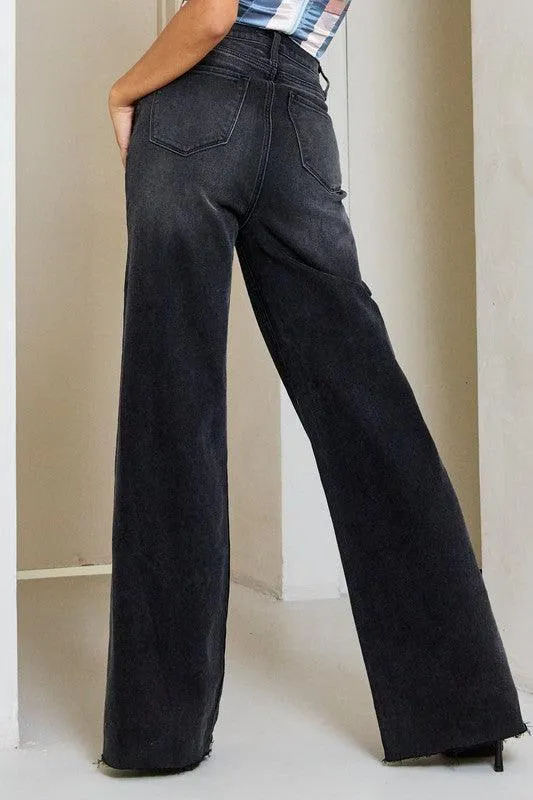 Vintage Black High Waisted Wide Leg Jeans